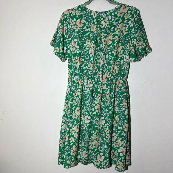 Sienna Sky Green Faux Wrap Floral Dress Women's L - Picture 7 of 9